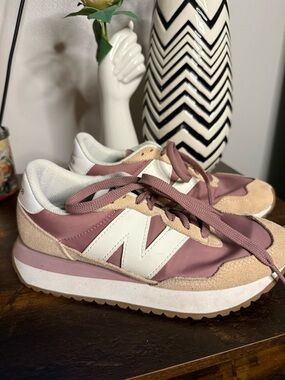 New Balance 237- Women's Pink and Beige Retro-Style Sneakers